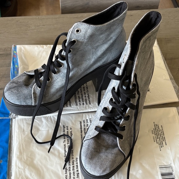 Bakers Shoes - Bakers Gray denim platform boots